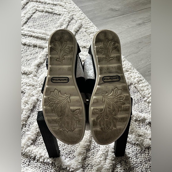 Comfortiva Memory Foam Black Open-Toed Wedge Sandal - Picture 9 of 11